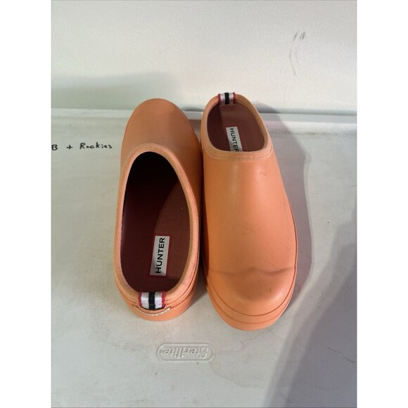 HUNTER Womens ORANGE Comfort Water Resistant Wedge Slip On Clogs Shoes UK 6 - Picture 1 of 7
